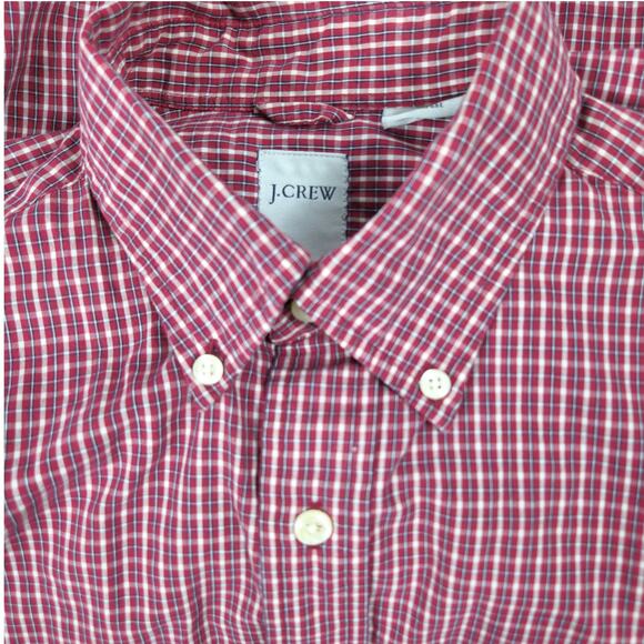 J.Crew Red Plaid Button-Up Shirt Men’s Small Long Sleeve 100% Cotton Casual - Picture 5 of 11